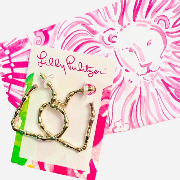 Lilly Pulitzer Jewelry - 🌴 NWT Lilly Pulitzer Gold Open Heart Bamboo Earrings
